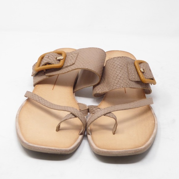 Dolce Vita Womens Perris Sandals Tan Snakeskin Embossed Buckle Toe Loop Size 10 - Picture 3 of 10